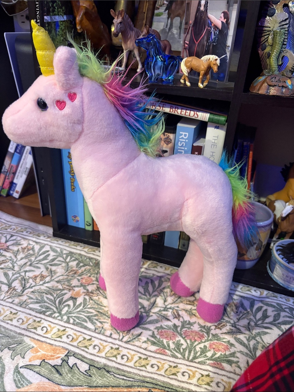 Pink Rainbow-Maned Plush Unicorn